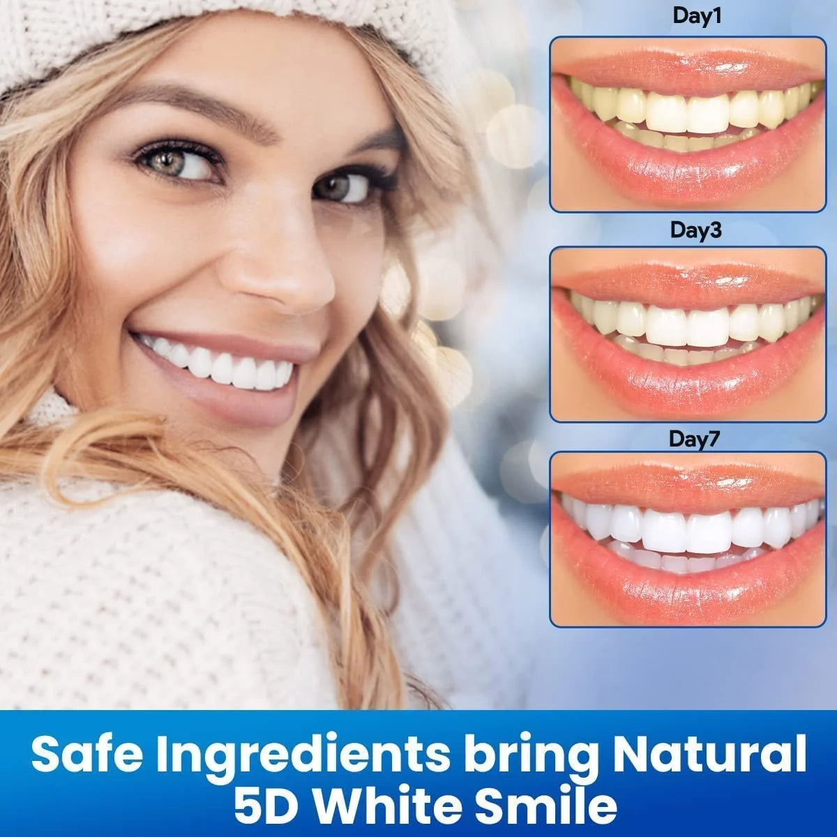 5D Teeth Whitening Strips, 56 Safe and Effective Teeth Whitening Kit, 28 Treatments Whitestrips Reduced Teeth Sensitivity and Help to Remove Smoking Coffee Wine Stain